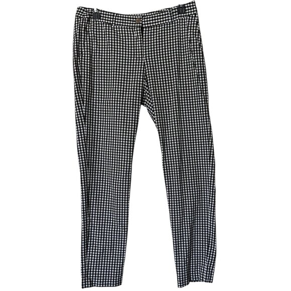 Michael Kors Black & White Check Print Mid-Rise Pants Cotton Blend Women Size 4 - Picture 1 of 16